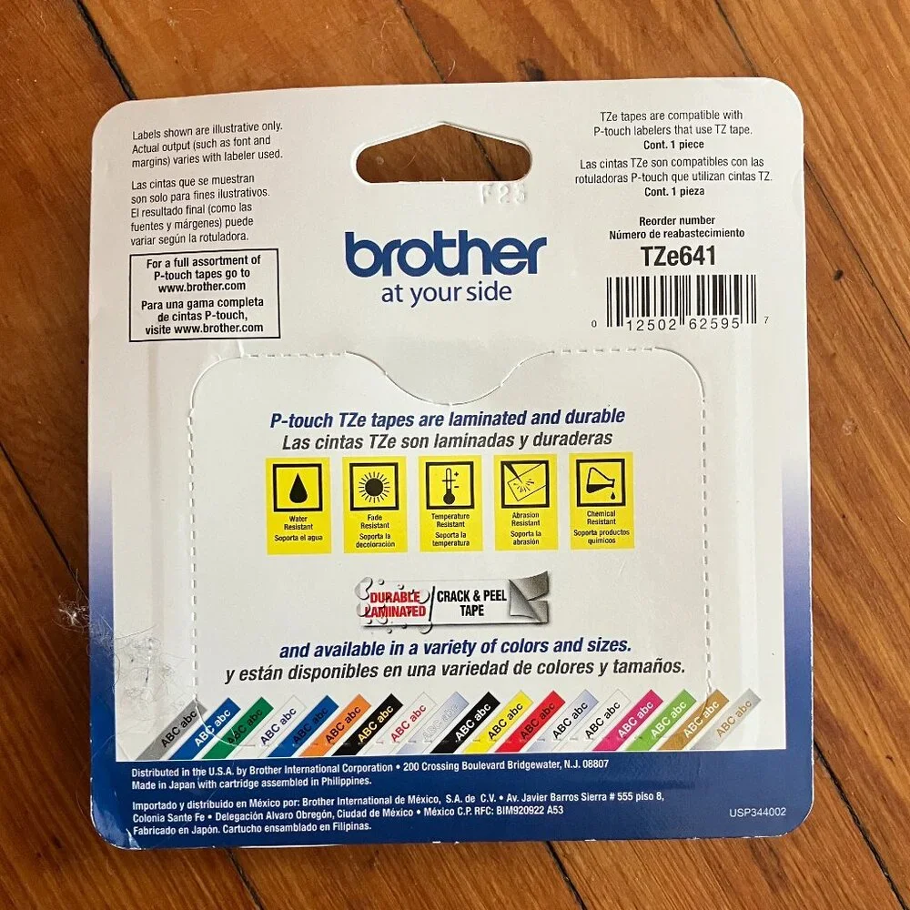 Brother P-Touch TZe-641 Label Tape | Black on Yellow | 3/4” (18mm) NEW